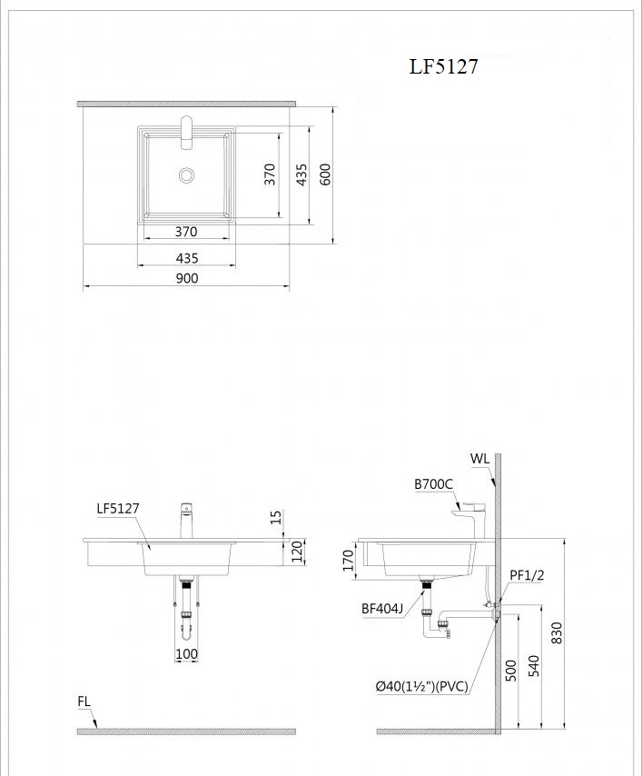 Chậu rửa mặt lavabo âm bàn Caesar LF5127 - 14