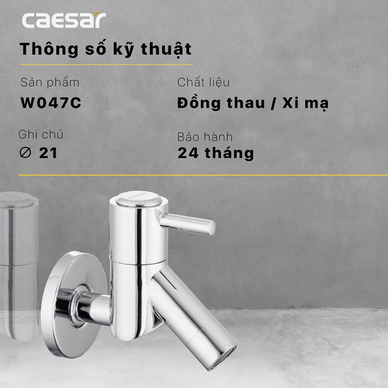 Vòi nước lạnh gắn tường Caesar W047C - 17