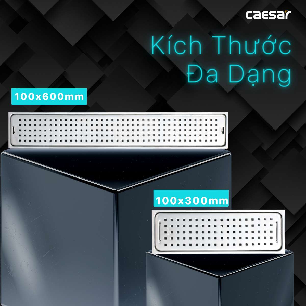 Phễu thoát sàn dài 10x30cm ø60 Caesar ST1030B - 7