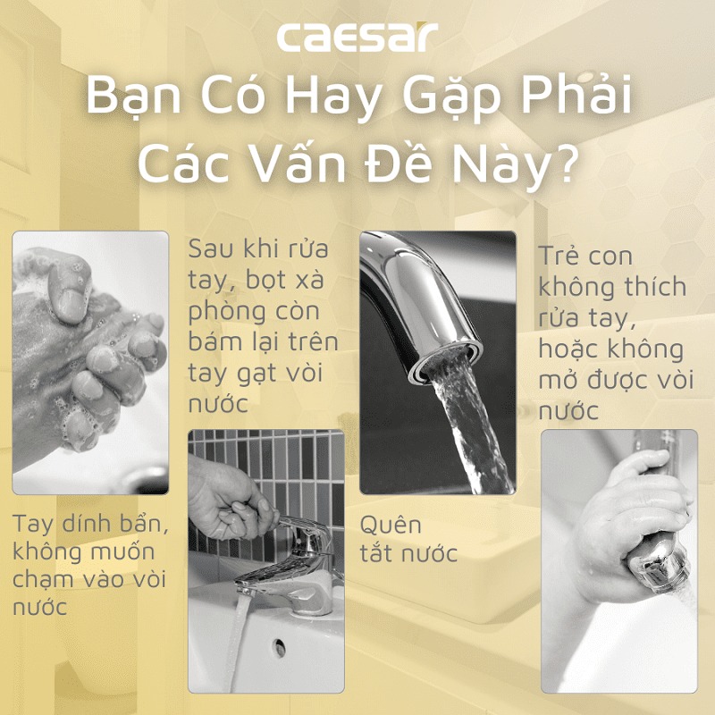 Vòi chậu lavabo cảm ứng nước lạnh Caesar A910 - 11