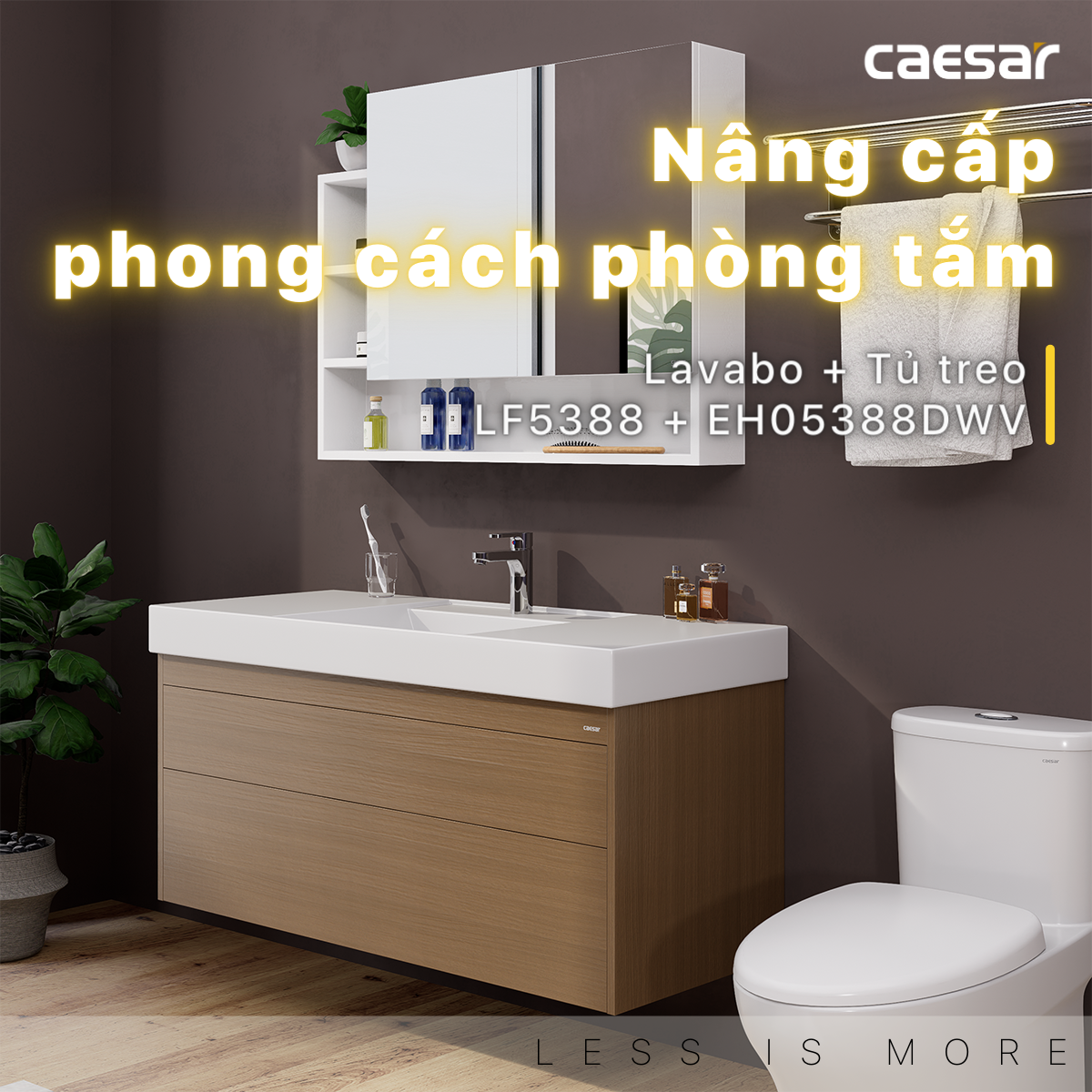 Combo thiết bị vệ sinh cao cấp Caesar CA1380H + LF5388 + EH05388DWV + B390CBU + S688CB + EM01100V - 5