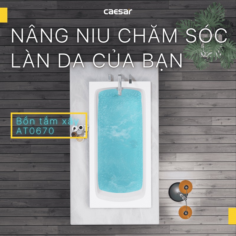 Bồn tắm xây 1m7 Caesar AT0670 - 3