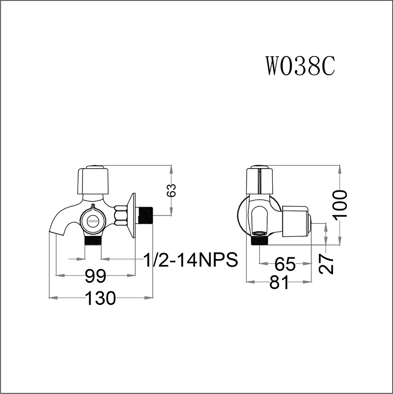 Vòi nước lạnh Caesar W038C - 14
