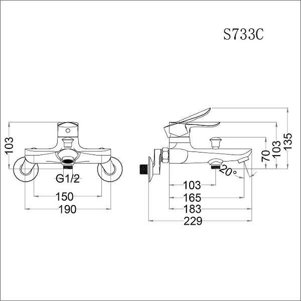 Bộ sen tắm cây nóng lạnh Caesar BS127+S773C - 5