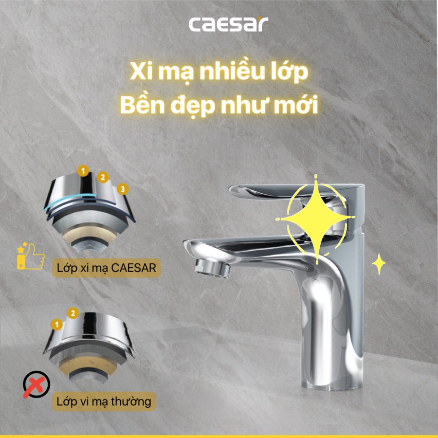 Vòi chậu lavabo nóng lạnh Caesar B730CU - 17