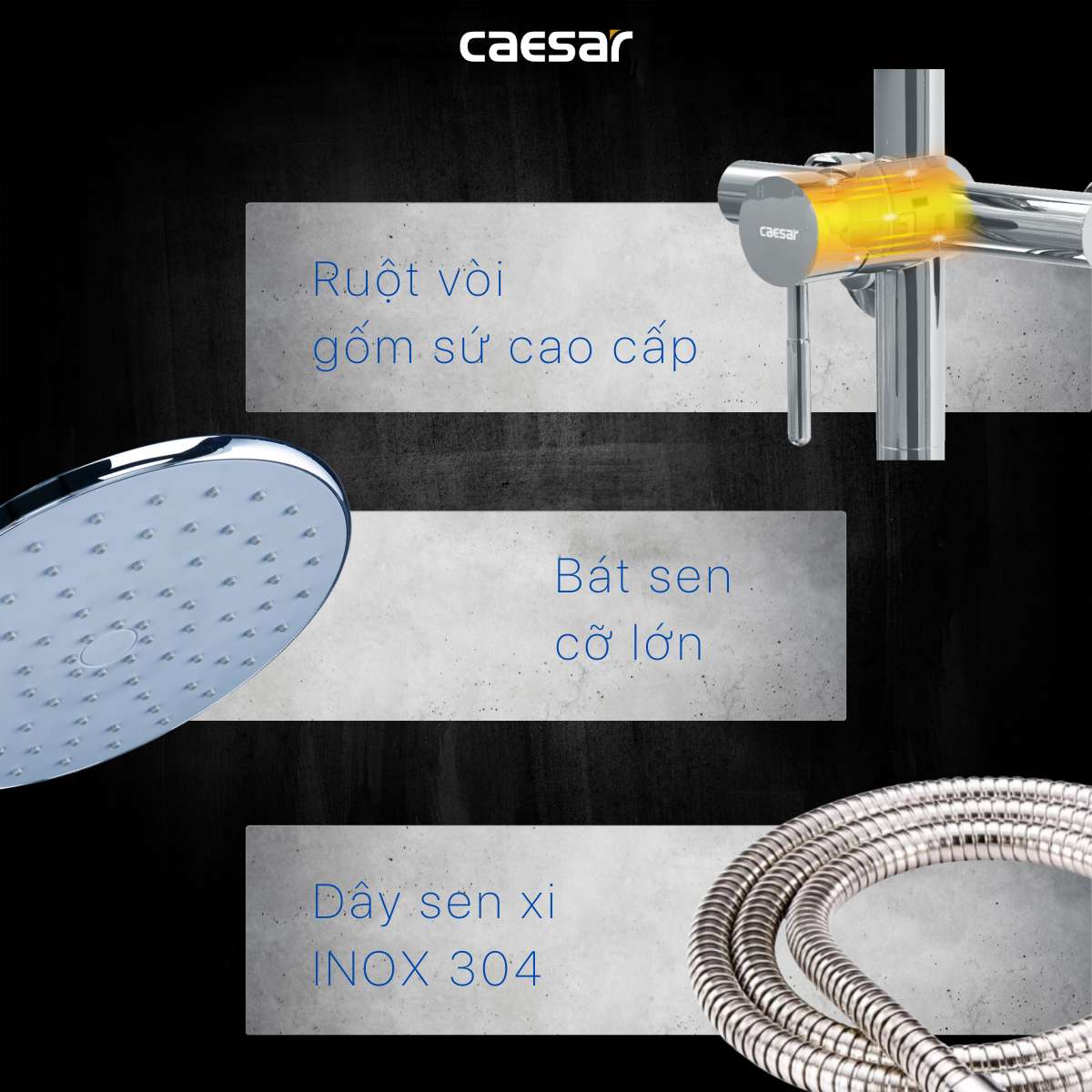 Bộ sen tắm cây nóng lạnh Caesar S1028S - 16