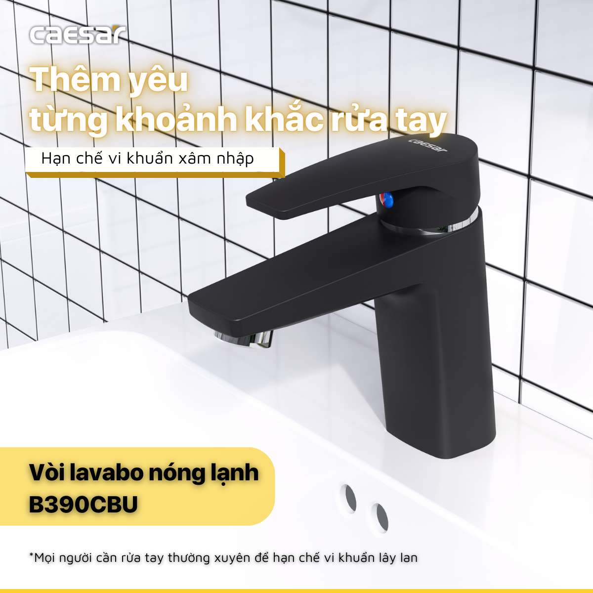 Vòi chậu lavabo nóng lạnh Caesar B390CU / CBU / CGU / CRU / CWU - 24