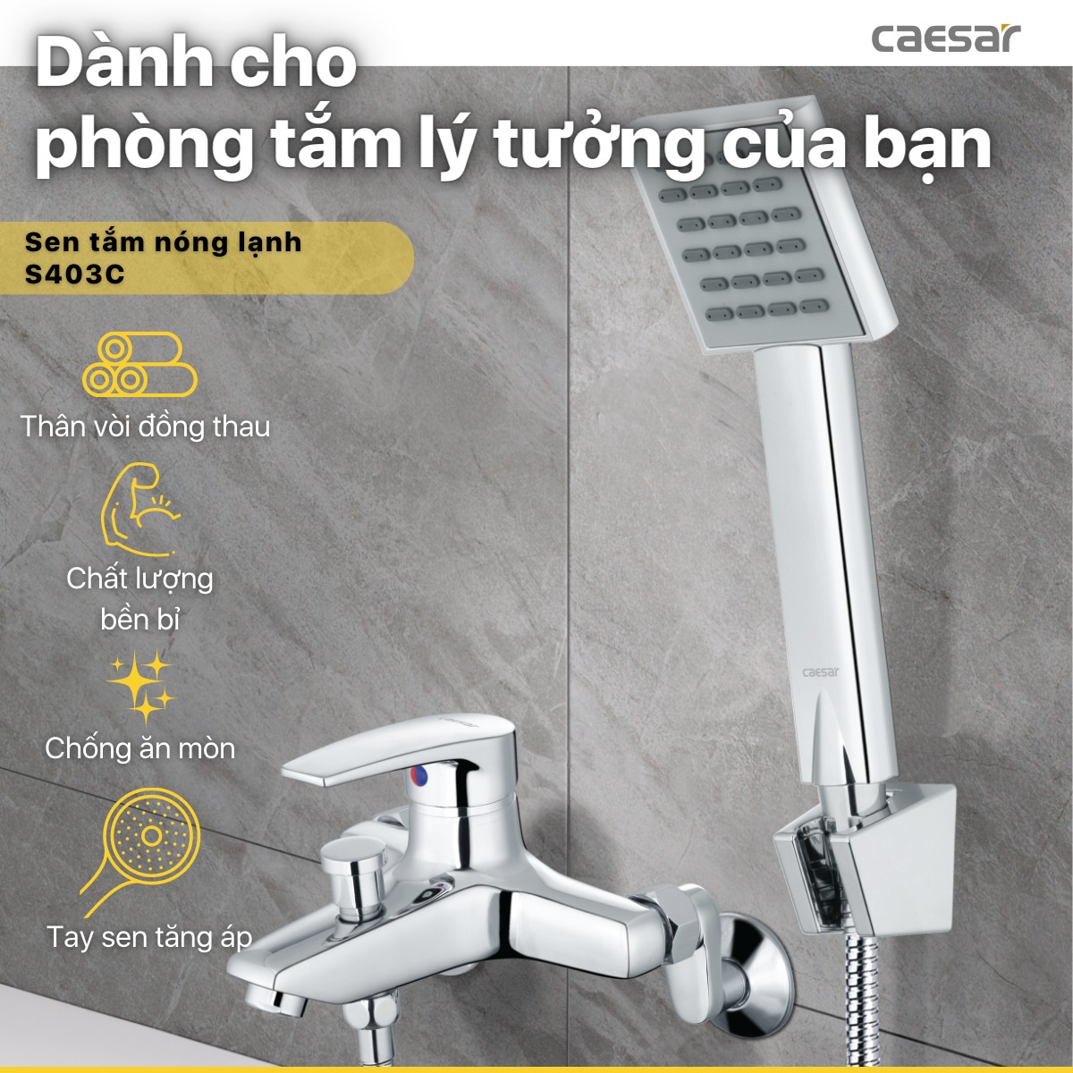 Bộ vòi sen tắm nóng lạnh Caesar S403C - 11