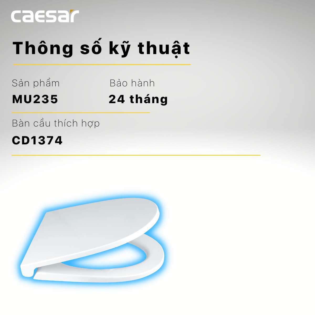 Nắp bồn cầu đóng êm Caesar MU235 - 14
