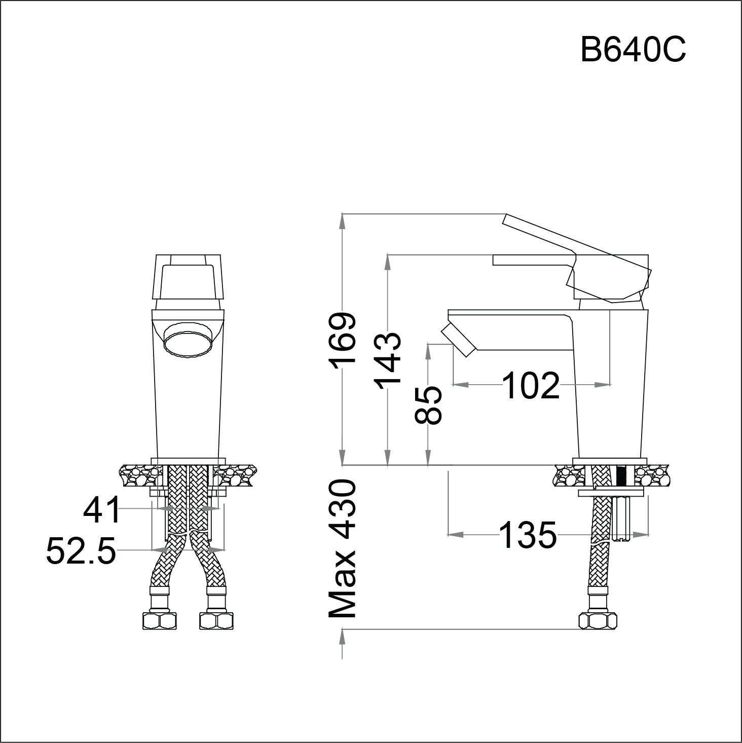 Vòi chậu lavabo nóng lạnh Caesar B640CU (xả nhấn) - 3