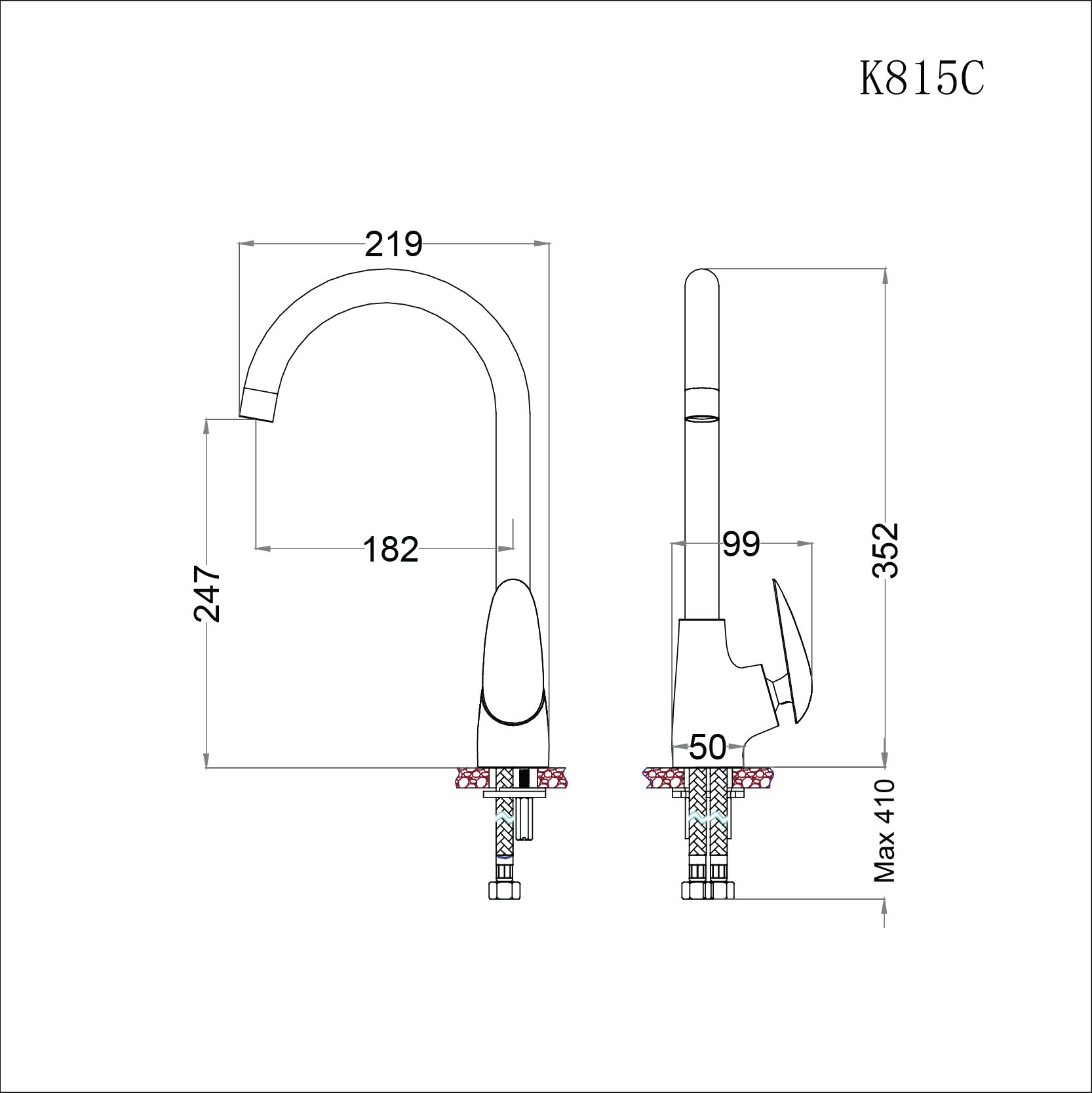 Vòi bếp nóng lạnh Caesar K815C - 27
