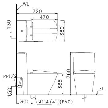 Bồn cầu 2 khối Caesar CD1346 nắp êm - 2