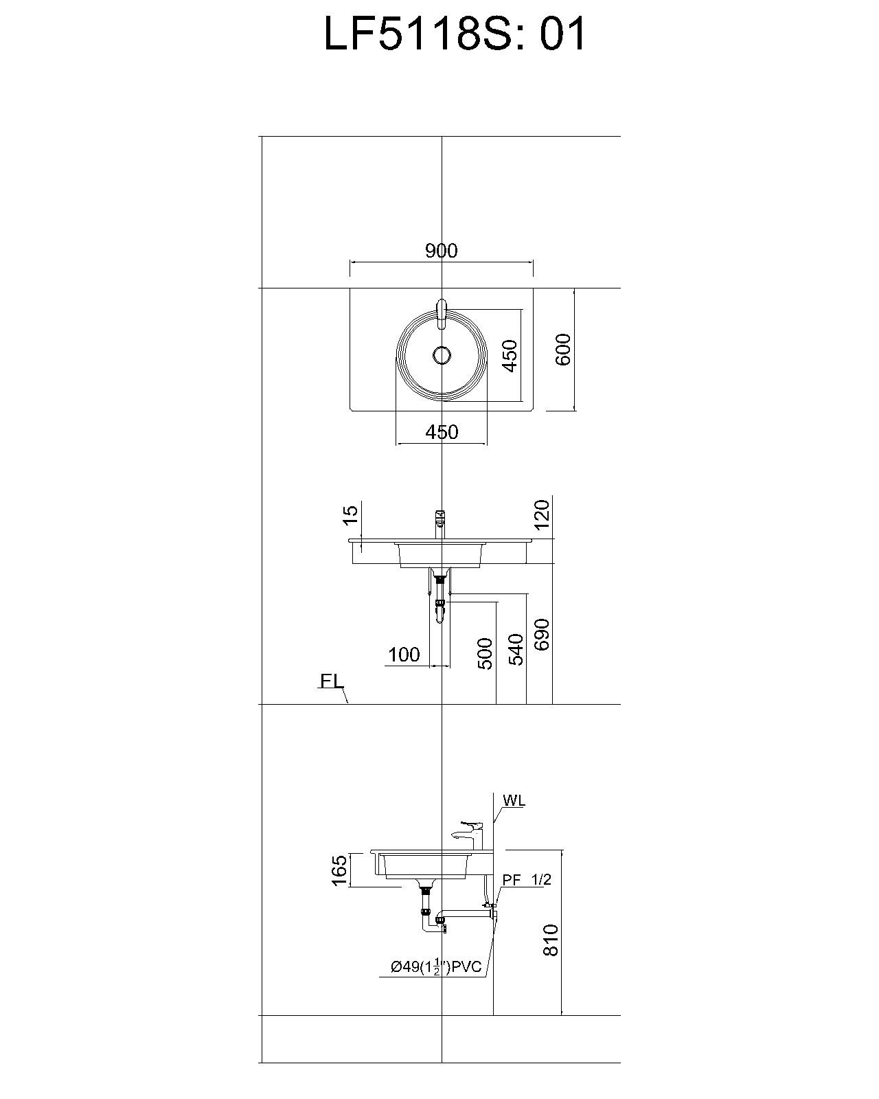 Chậu rửa mặt lavabo âm bàn Caesar LF5118 - 4