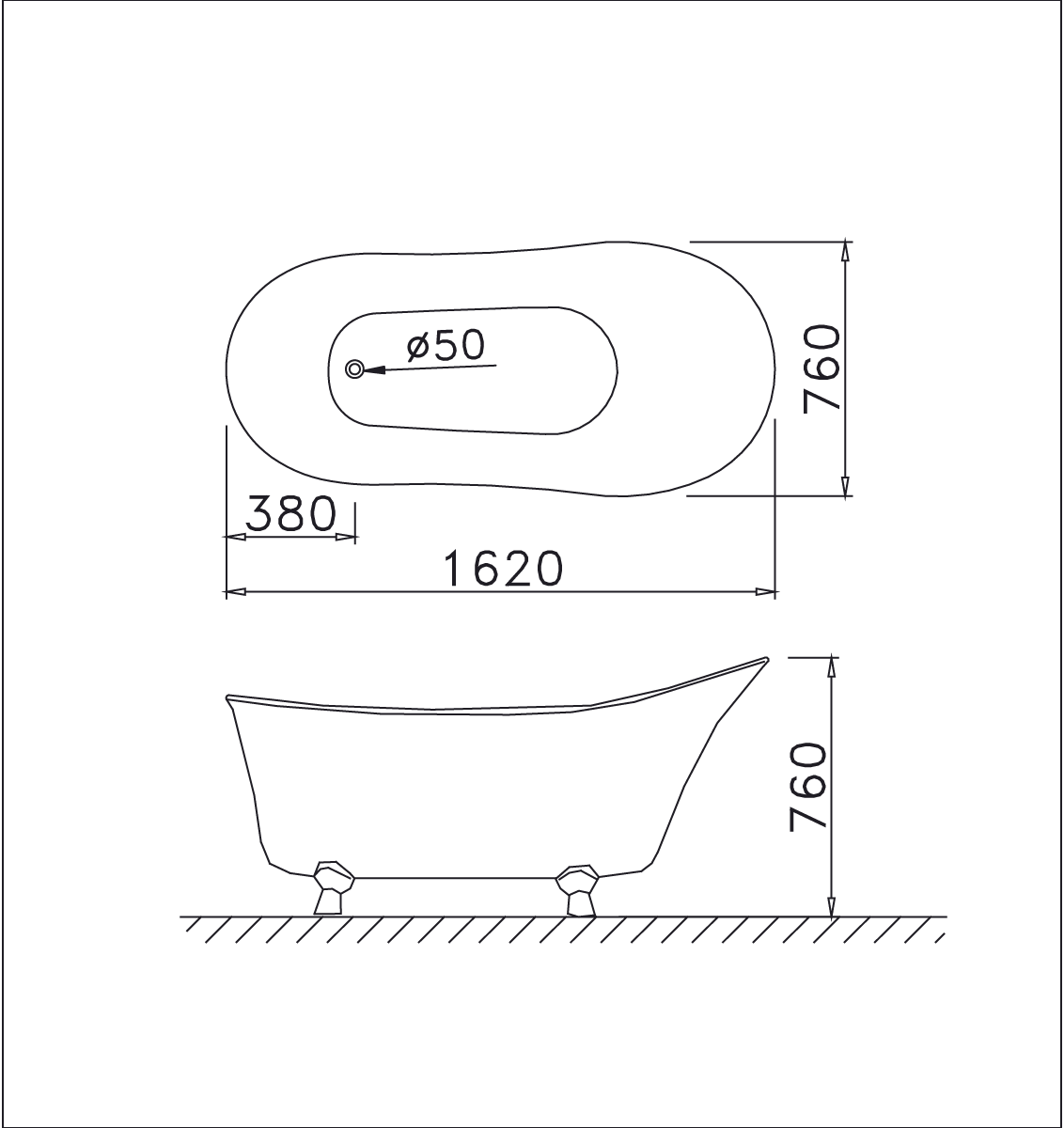 Bồn tắm đặt sàn 1m6 Caesar KT1160 - 3