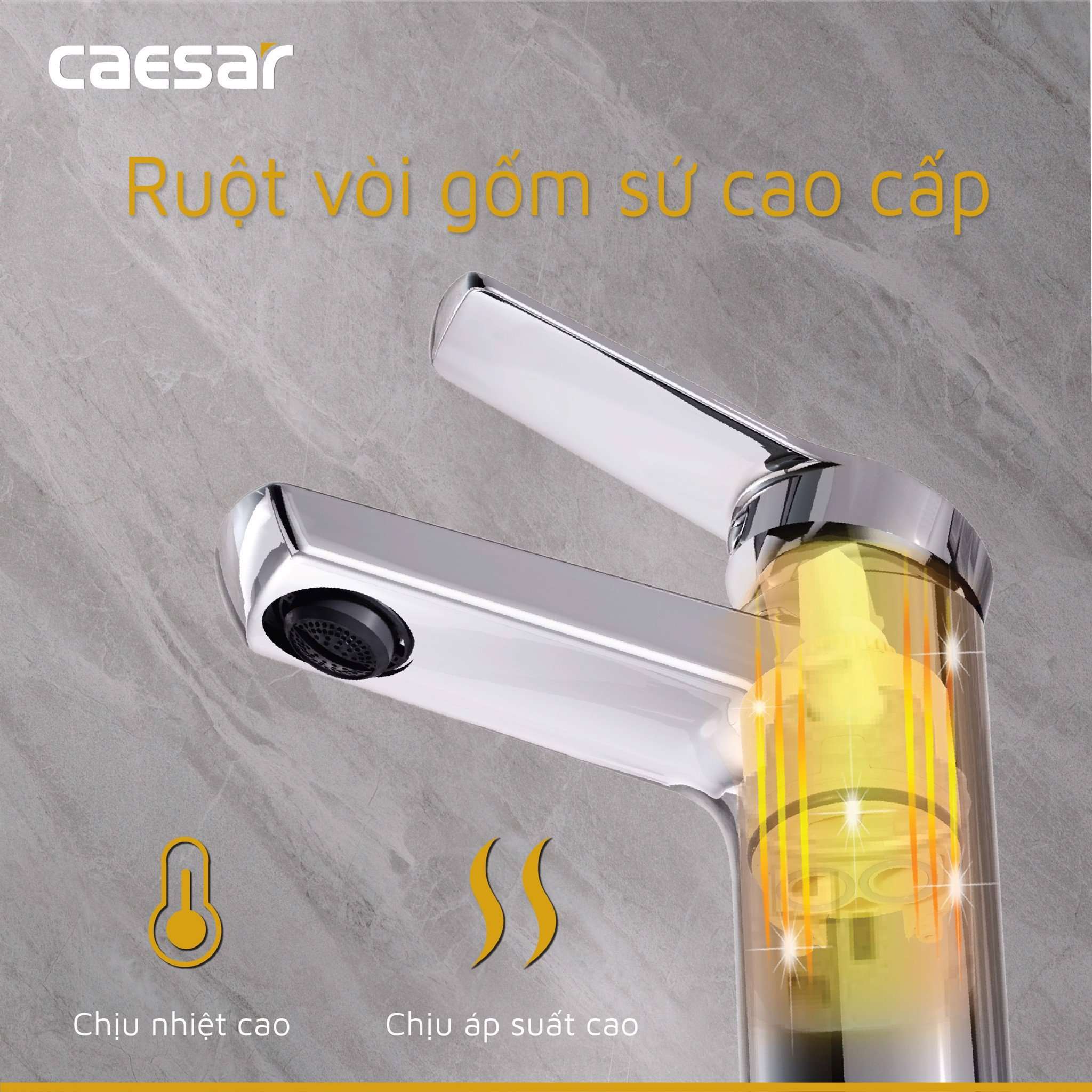 Vòi chậu lavabo nóng lạnh Caesar B200CU - 15