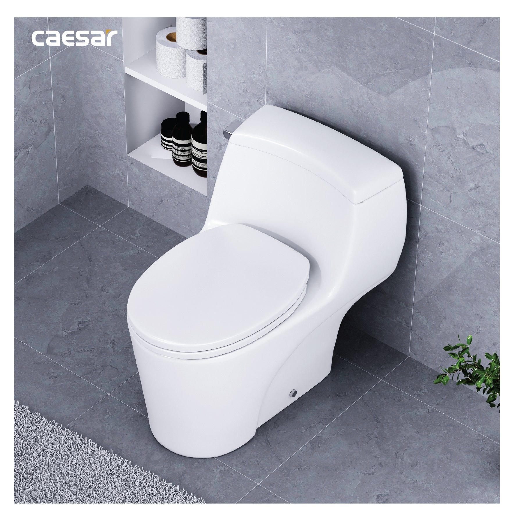 Bồn cầu 1 khối Caesar C1353 nắp êm - 10