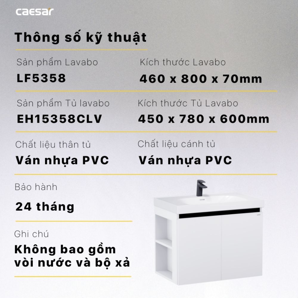 Bộ tủ lavabo Caesar LF5358+EH15358CLV - 13