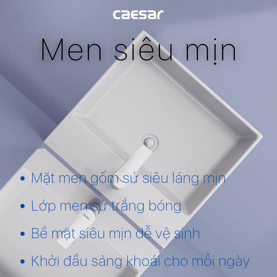 Chậu lavabo treo tường chân lửng CAESAR LF5263 + PF2463 - 8