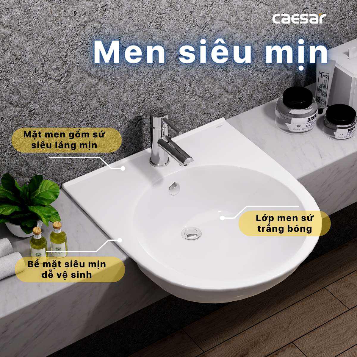 Chậu rửa lavabo dương vành Caesar LF5302 - 8