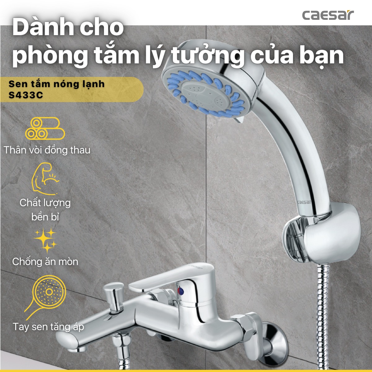 Bộ vòi sen tắm nóng lạnh Caesar S433C - 10