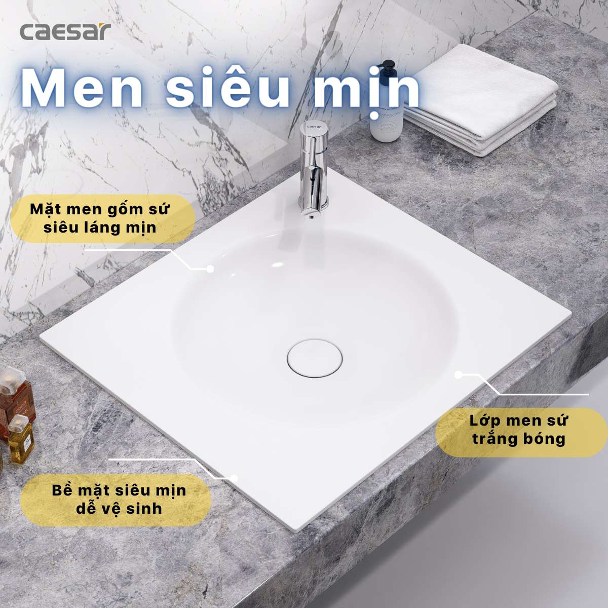 Chậu lavabo dương vành Caesar LF5038 - 14