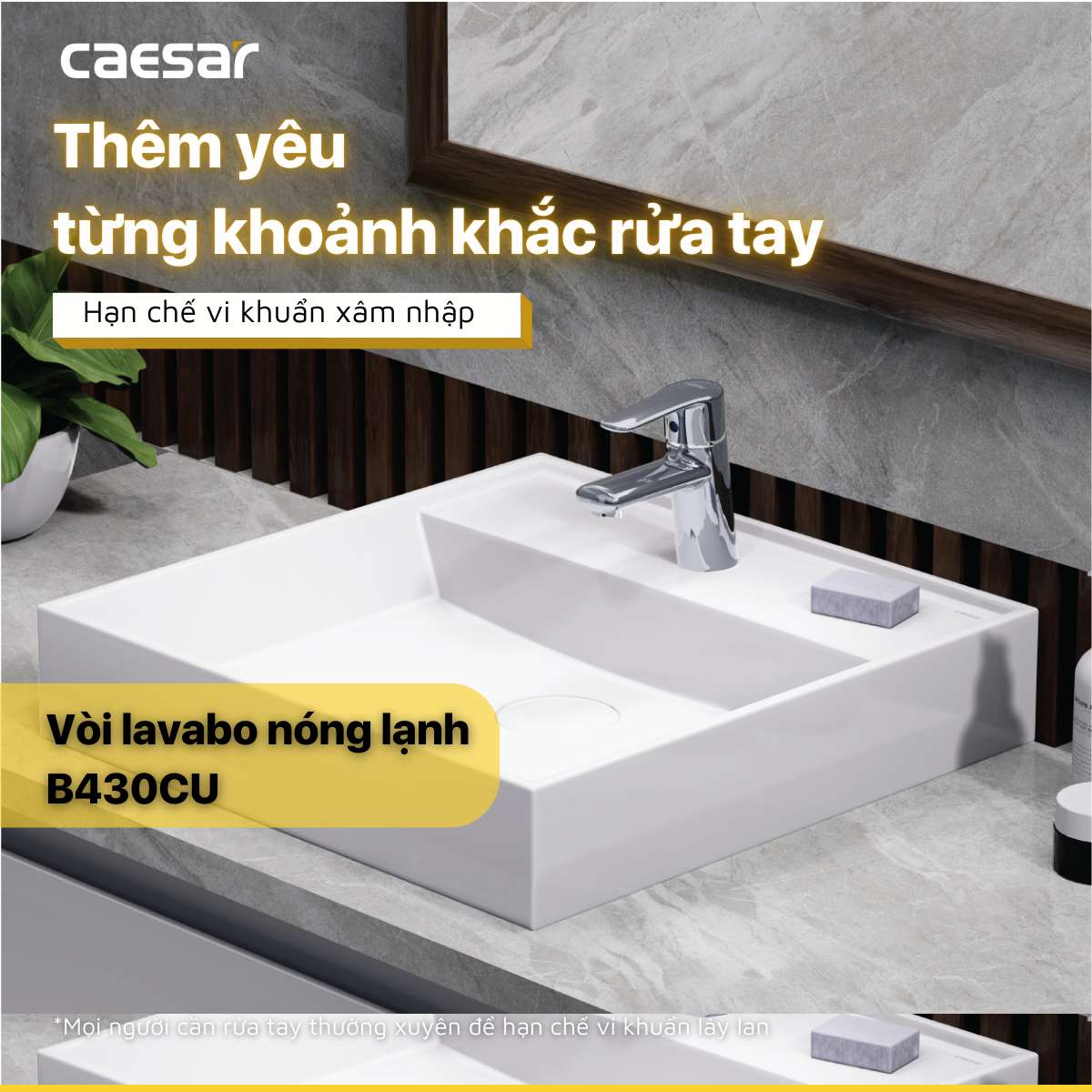 Vòi chậu lavabo nóng lạnh Caesar B430CU - 9