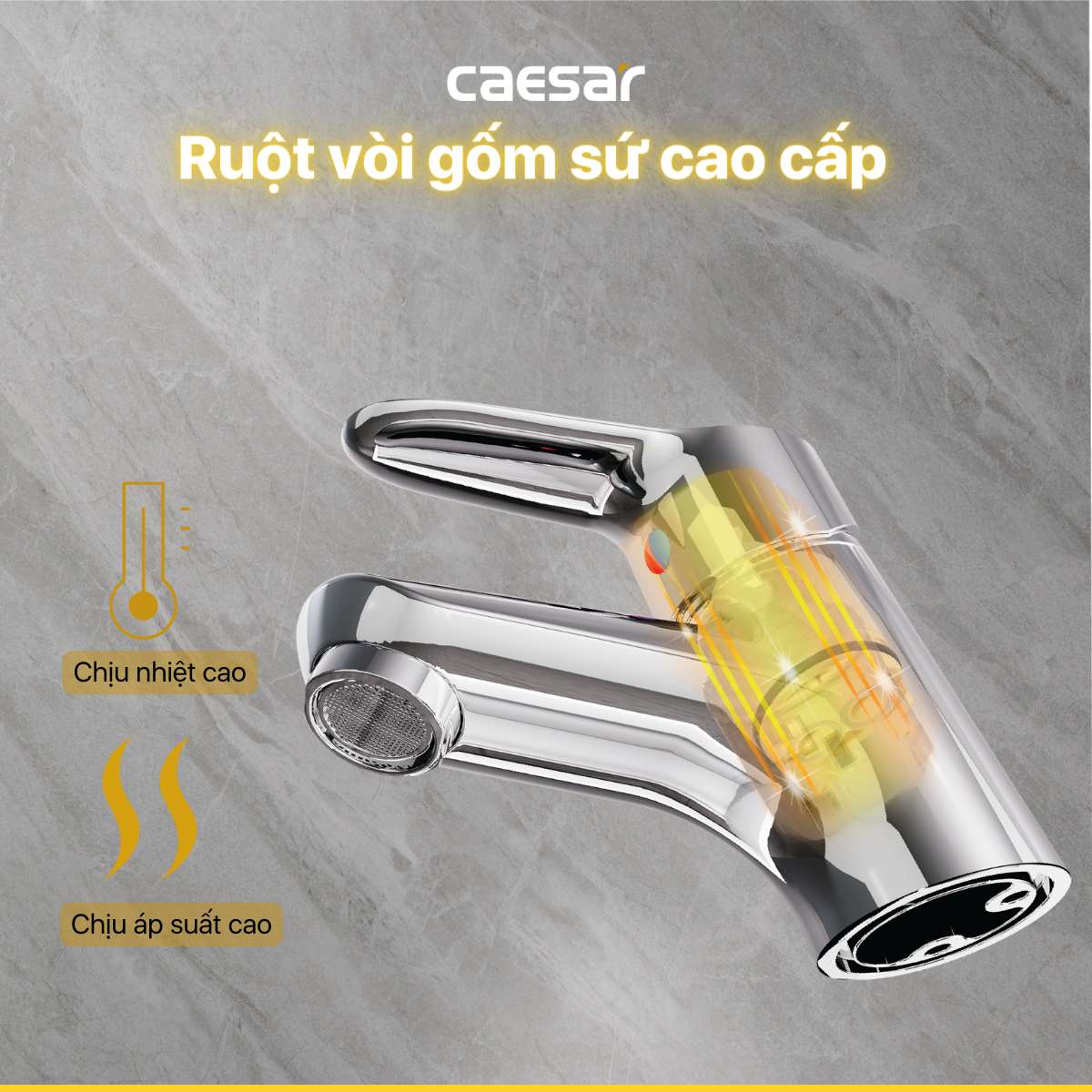 Vòi chậu lavabo nóng lạnh Caesar B120CU - 9