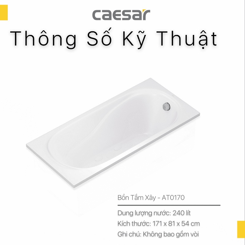 Bồn tắm xây 1m7 Caesar AT0170 - 10