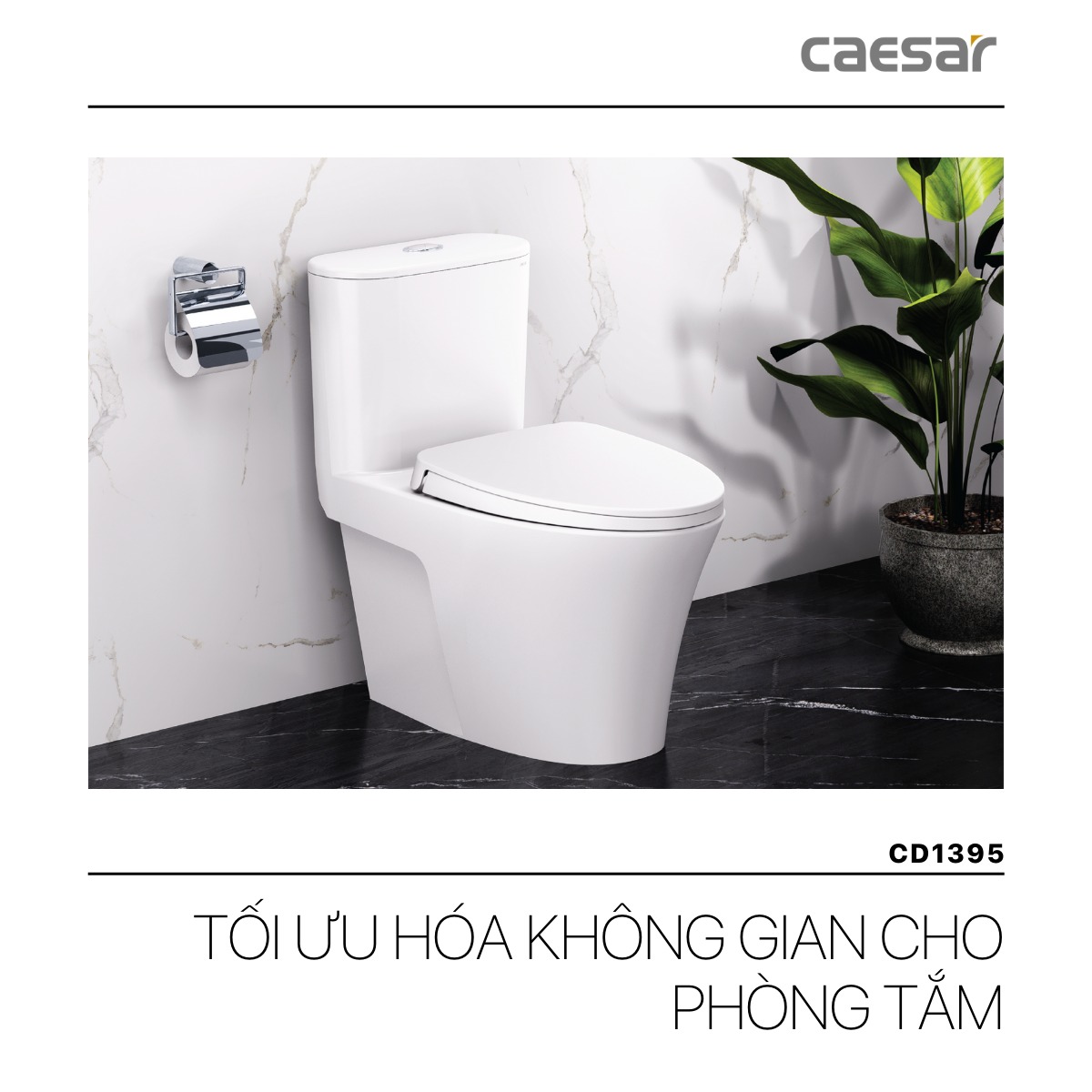 Bồn cầu 1 khối nắp điện tử Caesar CD1395+TAF200H - 5