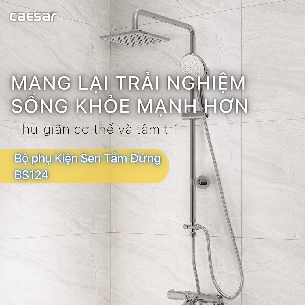 Bộ sen cây tắm đứng nóng lạnh Caesar BS124+S173C - 2