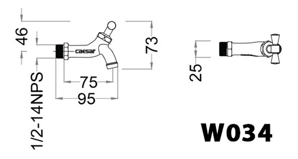 Vòi nước lạnh gắn tường Caesar W034 - 2