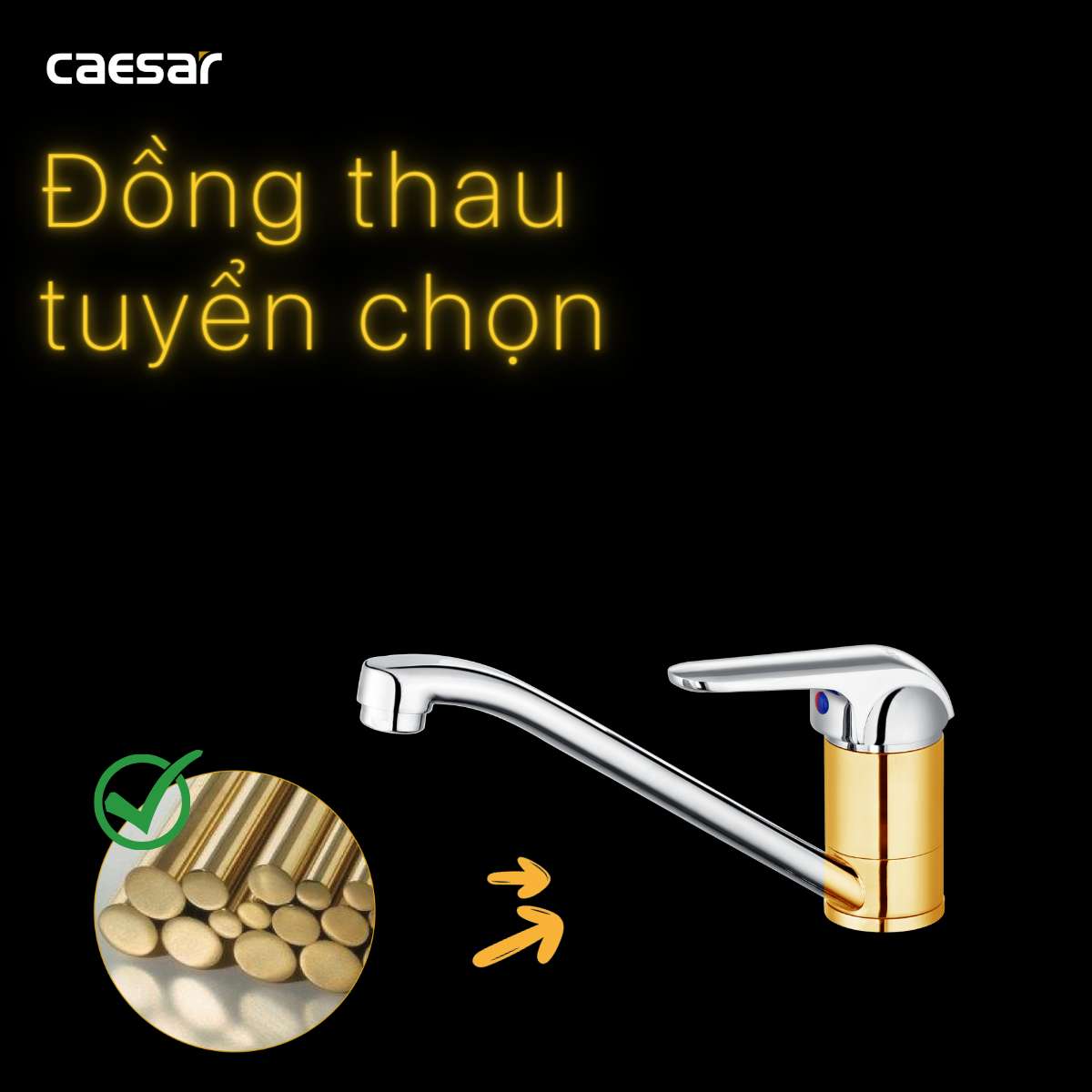 Vòi bếp nóng lạnh Caesar K511C - 15