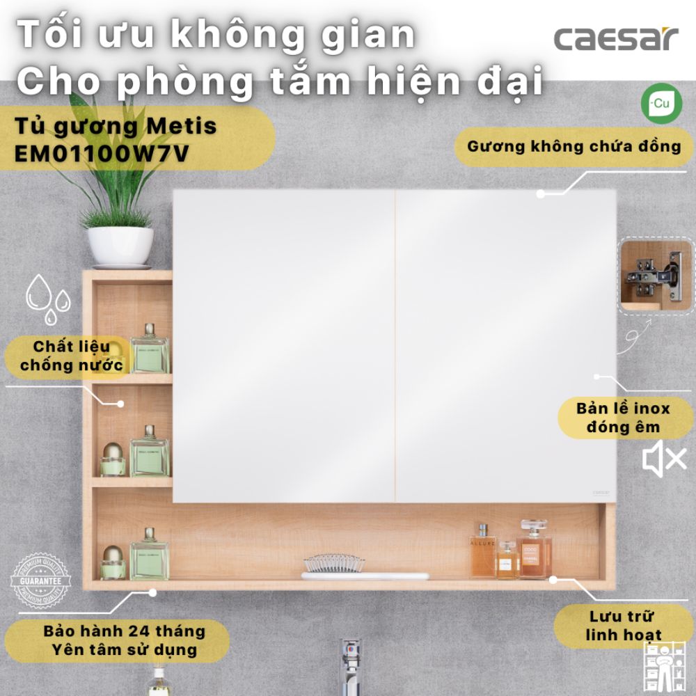 Tủ gương Caesar EM01100W7V - 7