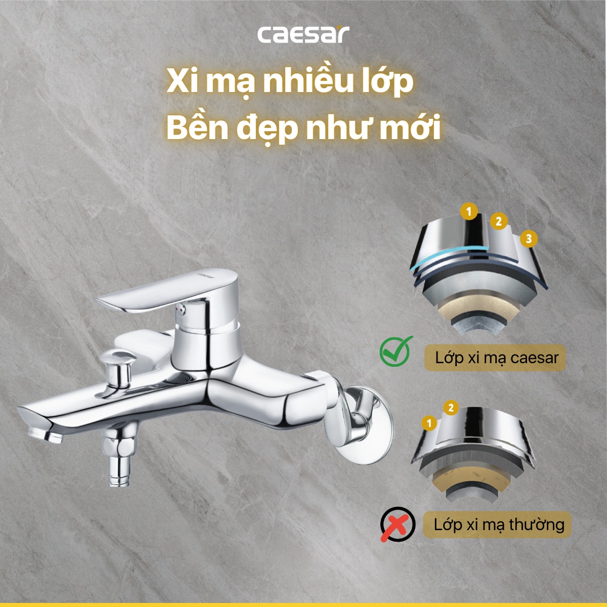 Bộ vòi sen tắm nóng lạnh Caesar S733C - 22
