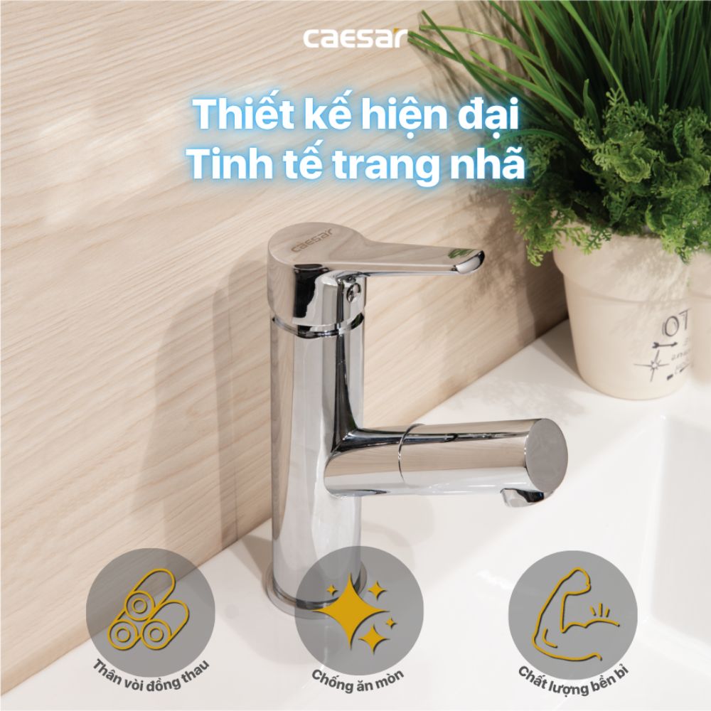 Vòi chậu lavabo lạnh dây rút Caesar B190C - 5