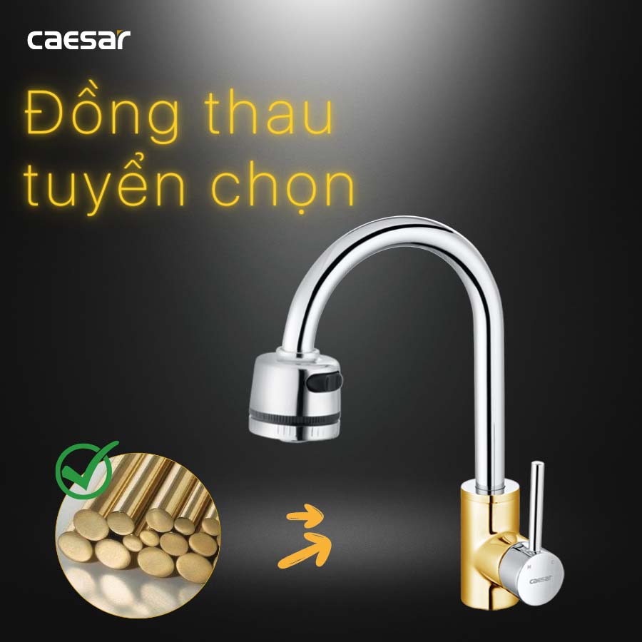 Vòi bếp nóng lạnh Caesar K695CV - 9