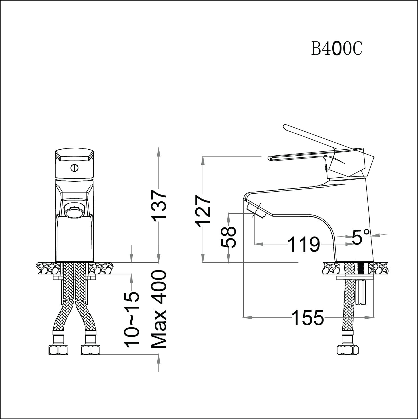 Vòi chậu lavabo nóng lạnh Caesar B400CU - 24