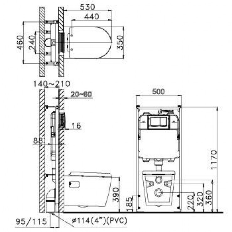 Bồn cầu treo tường Caesar CPT1503 nắp êm