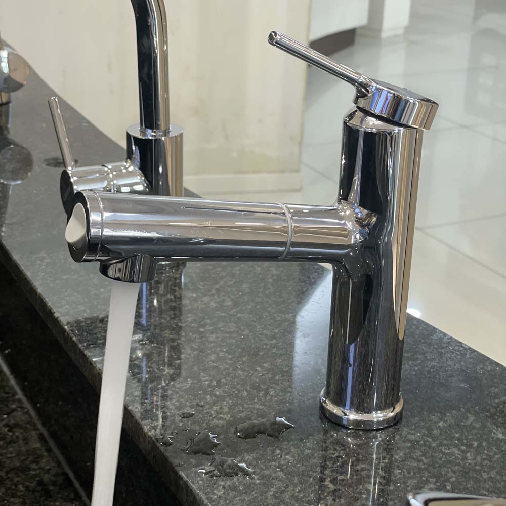 Vòi chậu lavabo nóng lạnh dây rút Caesar B196C - 6