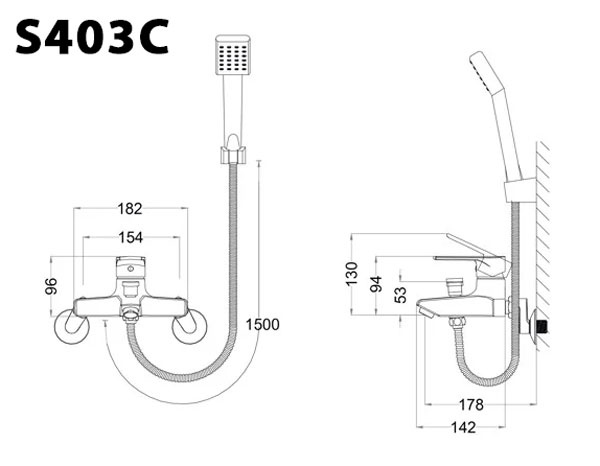 Bộ vòi sen tắm nóng lạnh Caesar S403C