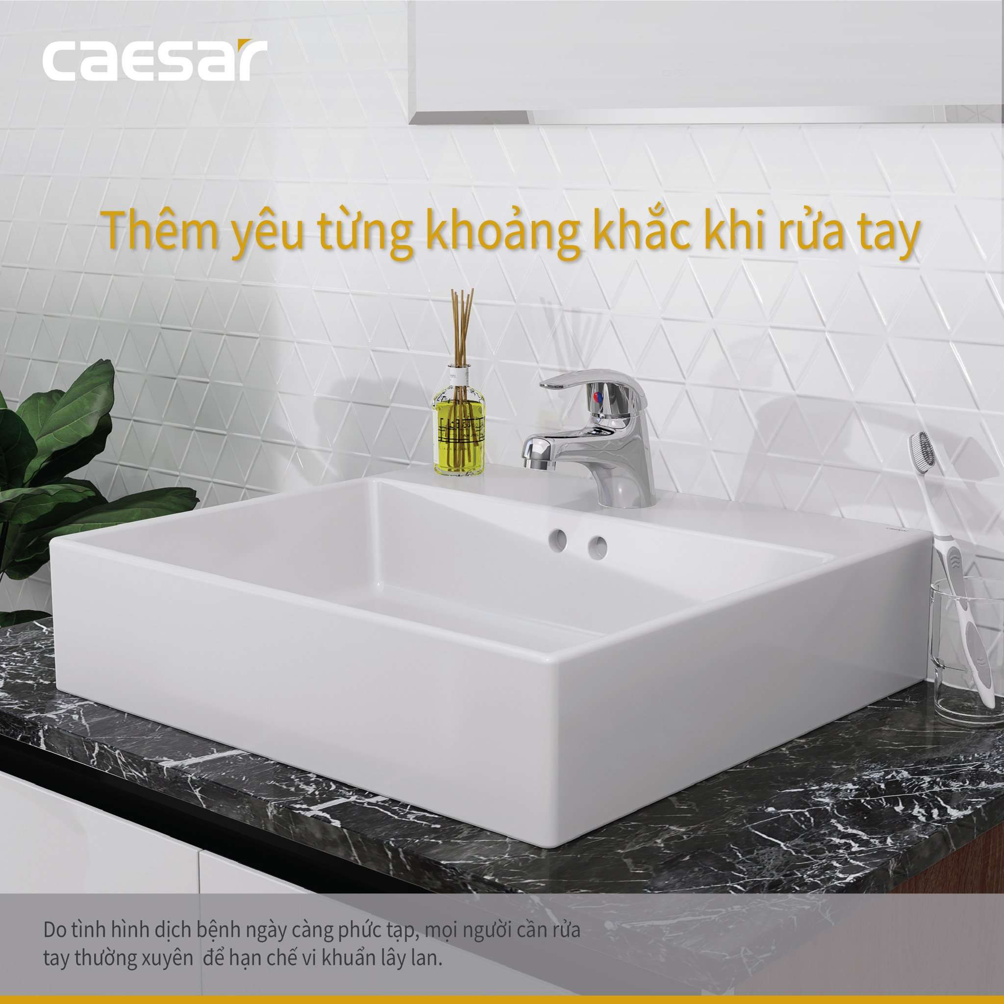 Vòi chậu lavabo nóng lạnh Caesar B260CP - 11