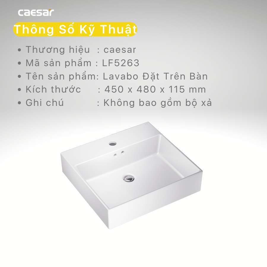 Chậu lavabo đặt bàn Caesar LF5263 - 15