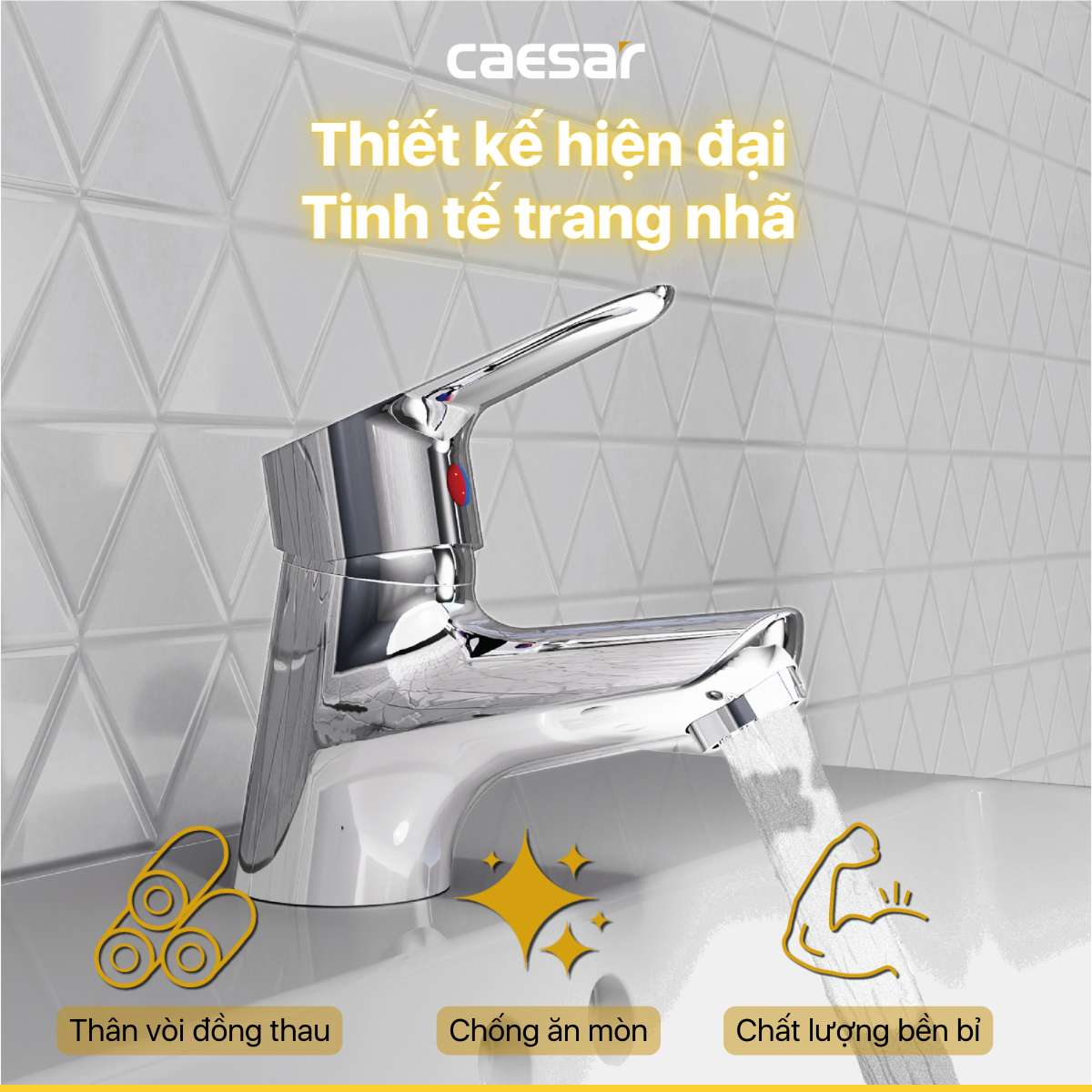 Vòi chậu lavabo nóng lạnh Caesar B120CU - 6
