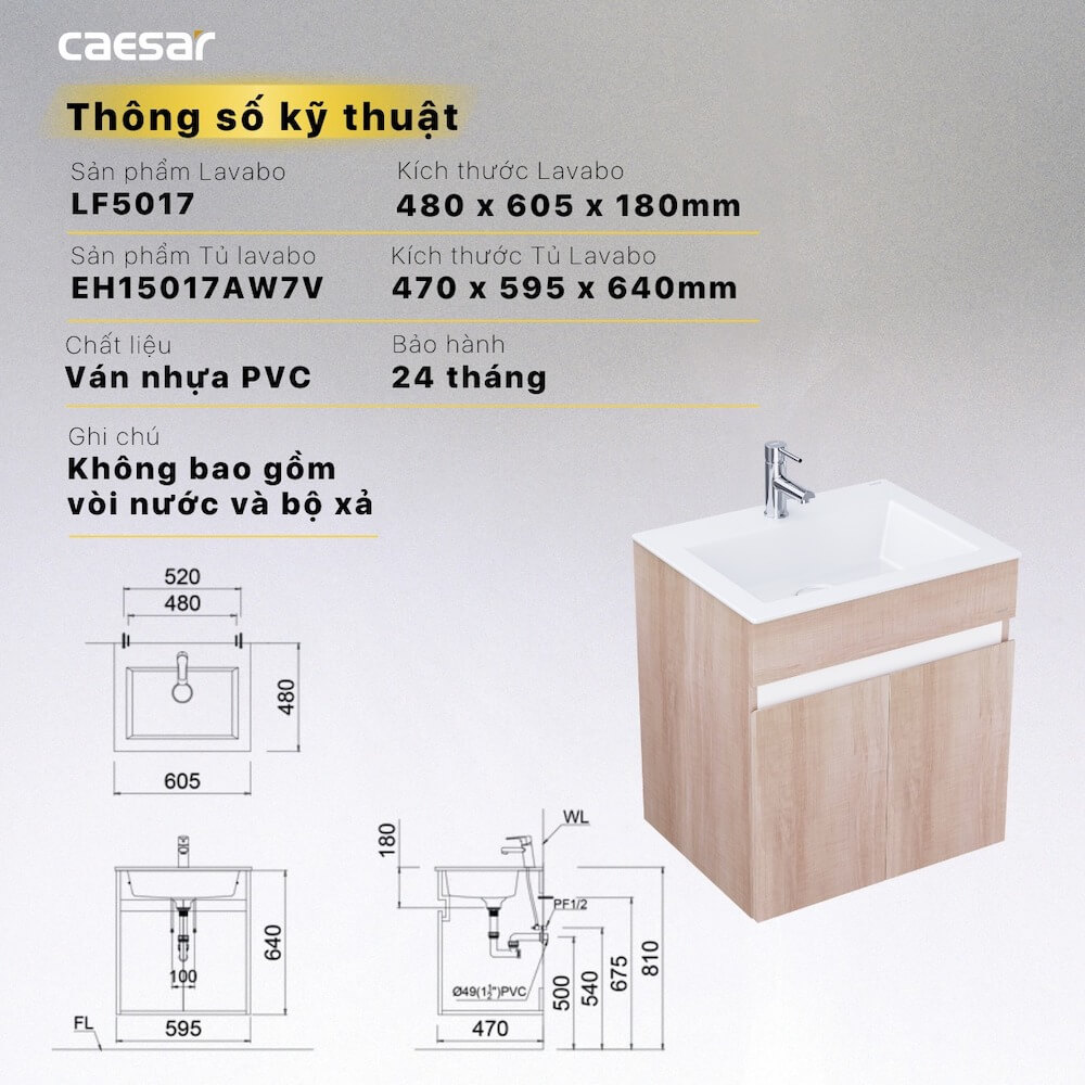 Tủ lavabo Caesar EH15017AW7V - 14