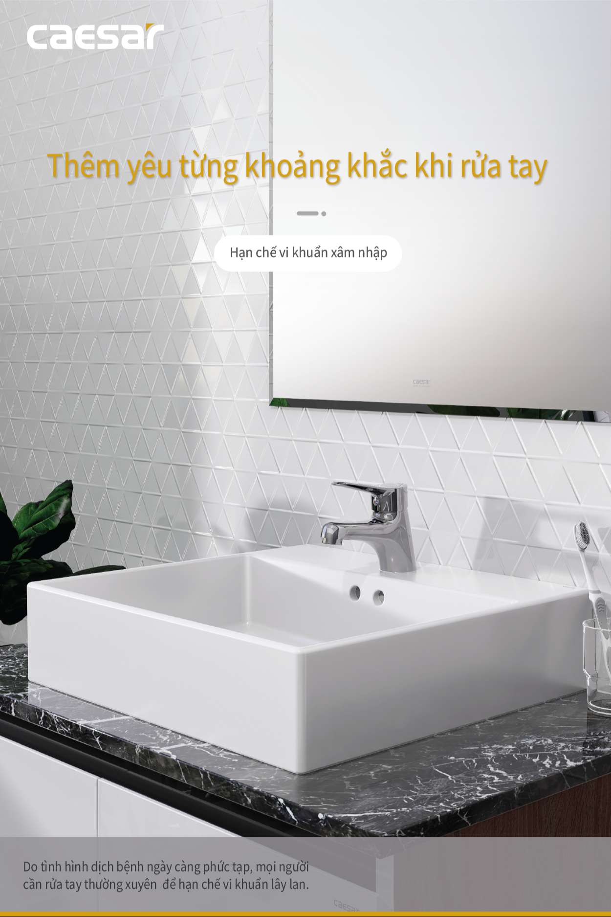 Vòi chậu lavabo nóng lạnh Caesar B330CU - 8