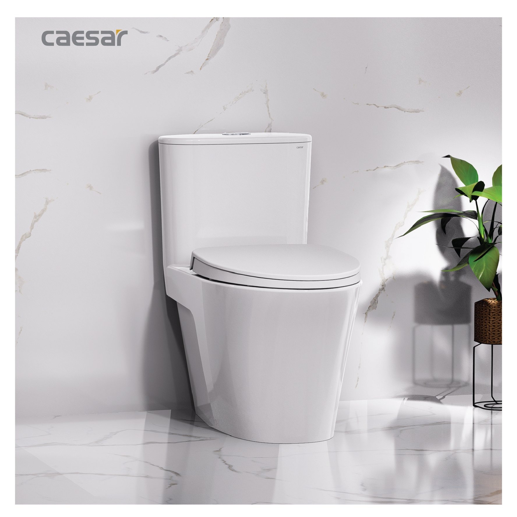 Bồn cầu 1 khối Caesar C1395 (CD1395) nắp đóng êm - 15