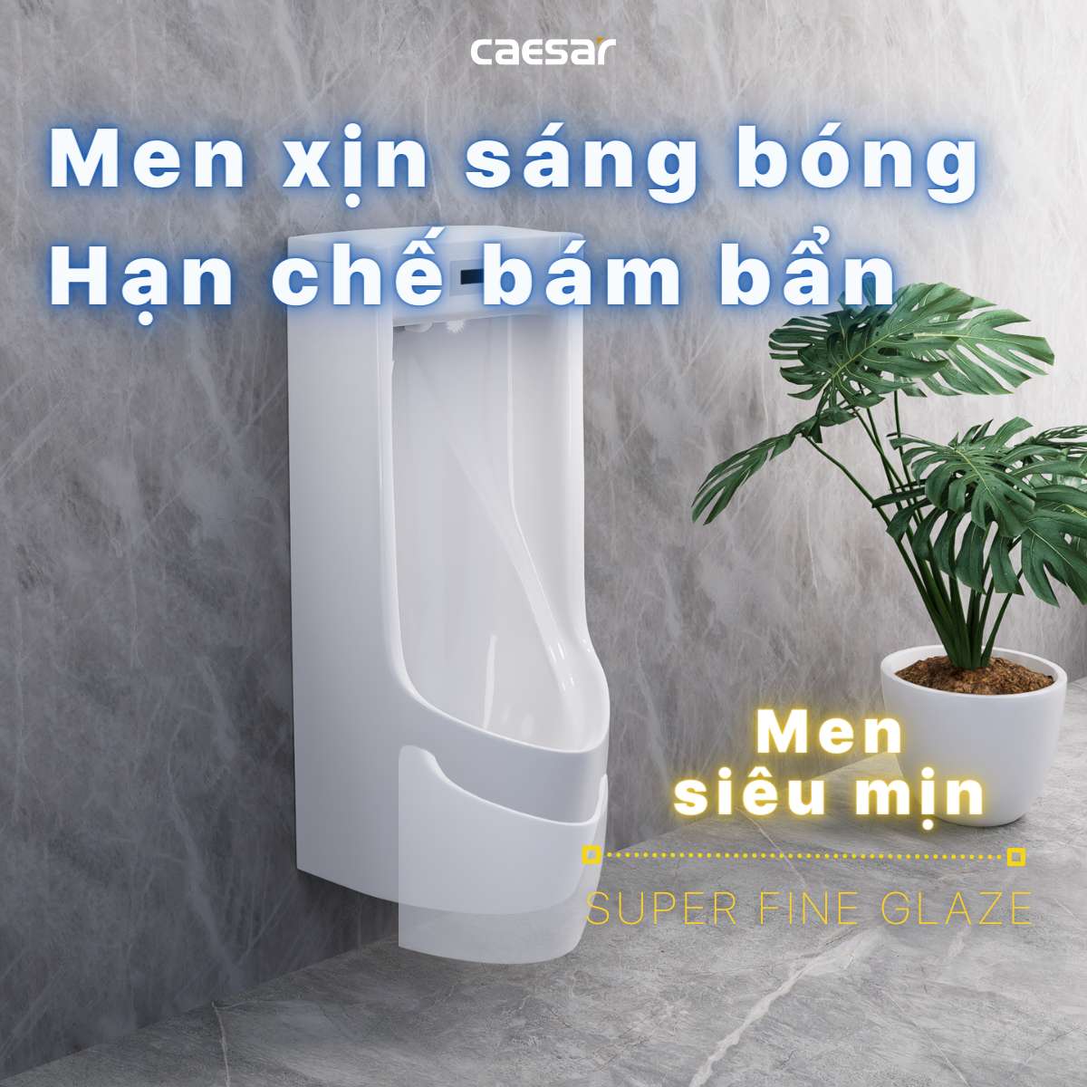 Bồn tiểu nam treo tường van cảm ứng Caesar UA0283 - 9