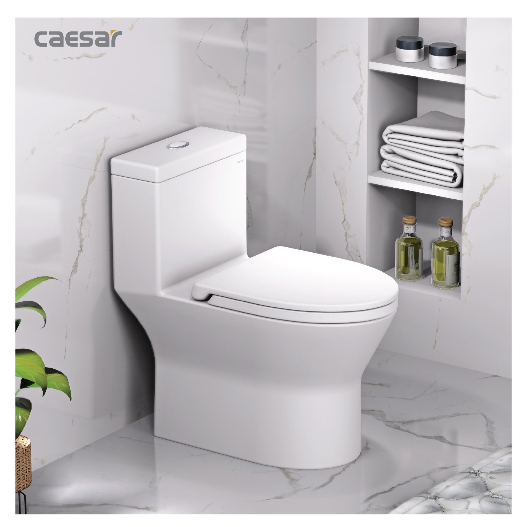 Bồn cầu 1 khối Caesar C1374 (CD1374) nắp đóng êm - 19