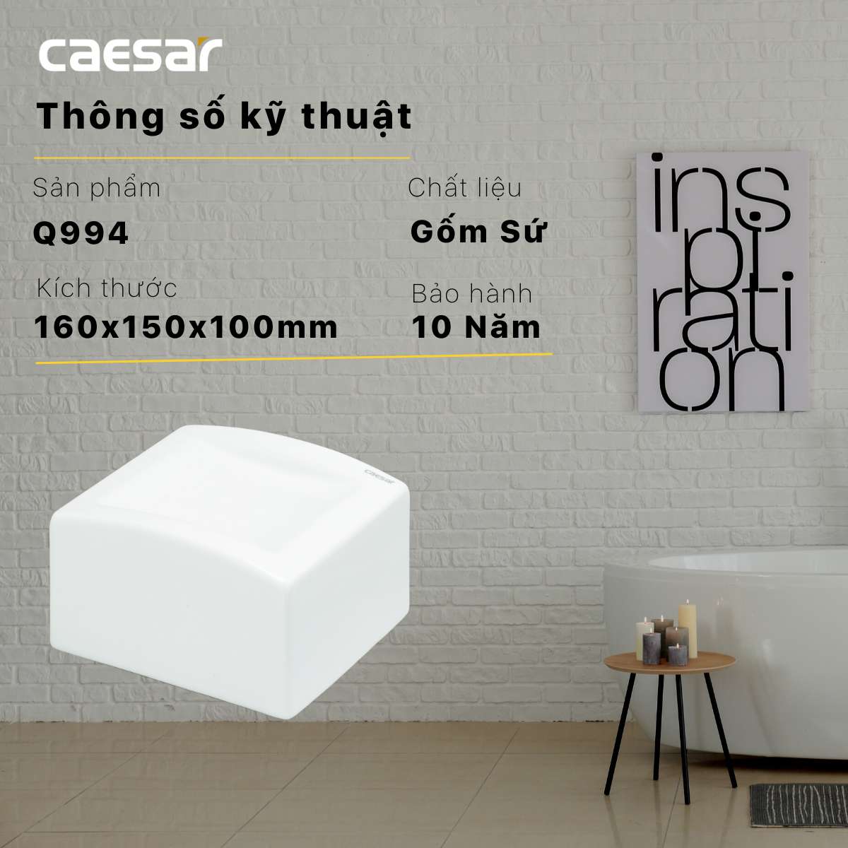 Hộp đựng giấy vệ sinh sứ Caesar Q994 - 13