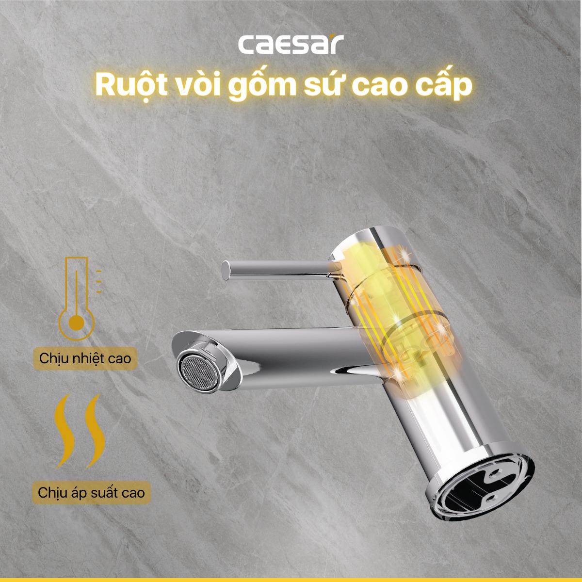 Vòi chậu lavabo nóng lạnh Caesar B230CU - 8
